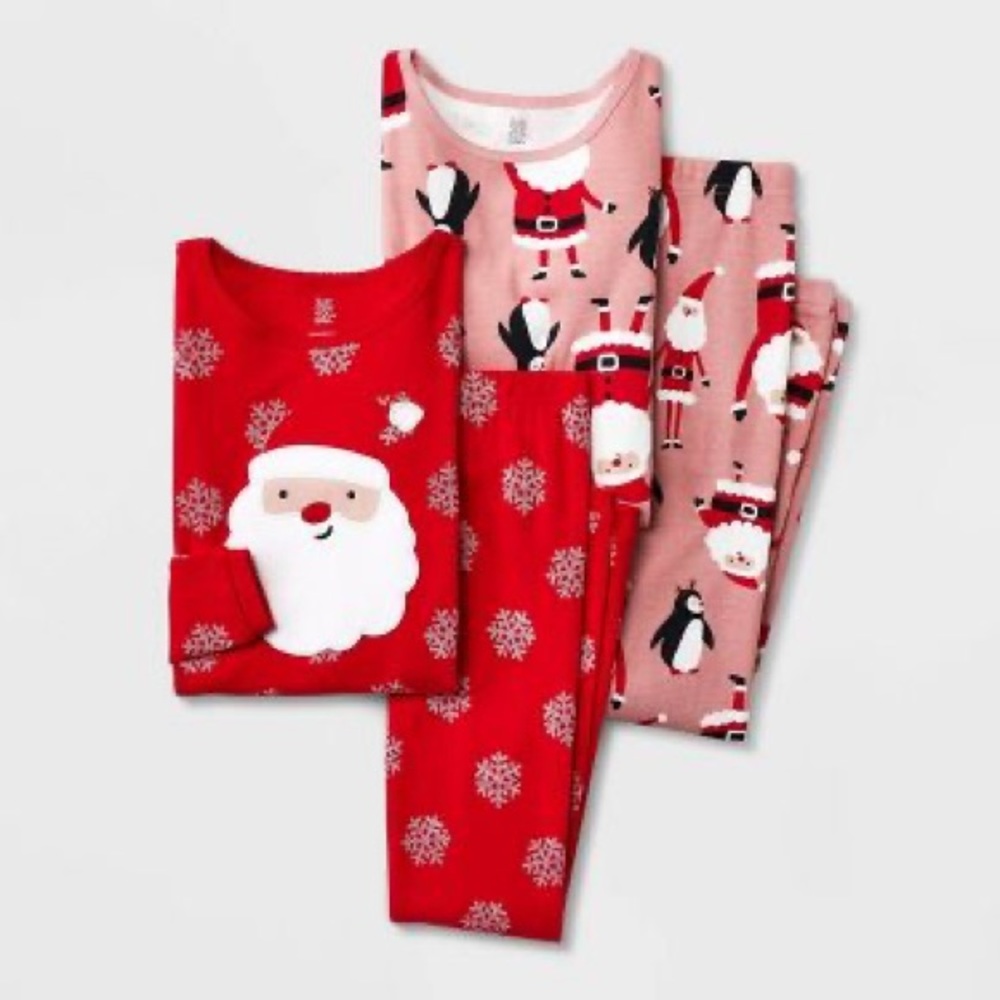 Carter's Just One You Girls' 4pc Santa Pajama Set - Pink/Red nwt Christmas 12m